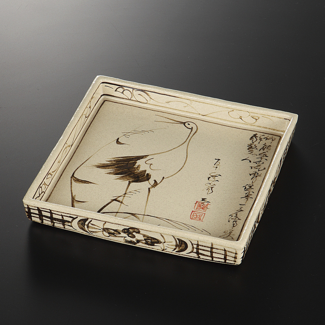 鶴 7．5角皿