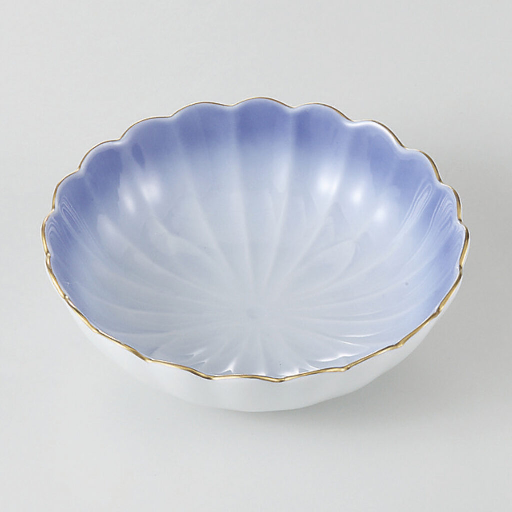 渕金コバルト 菊型鉢