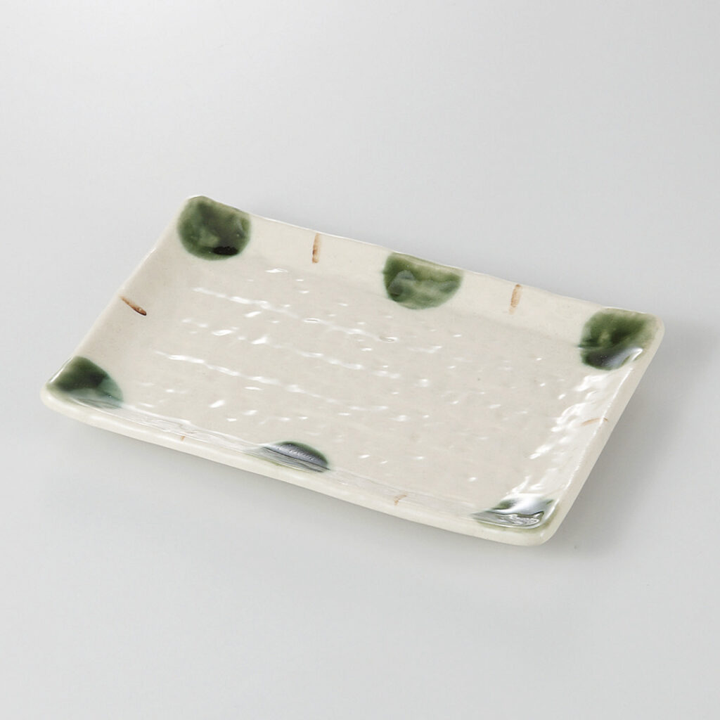 織部点字 焼物皿