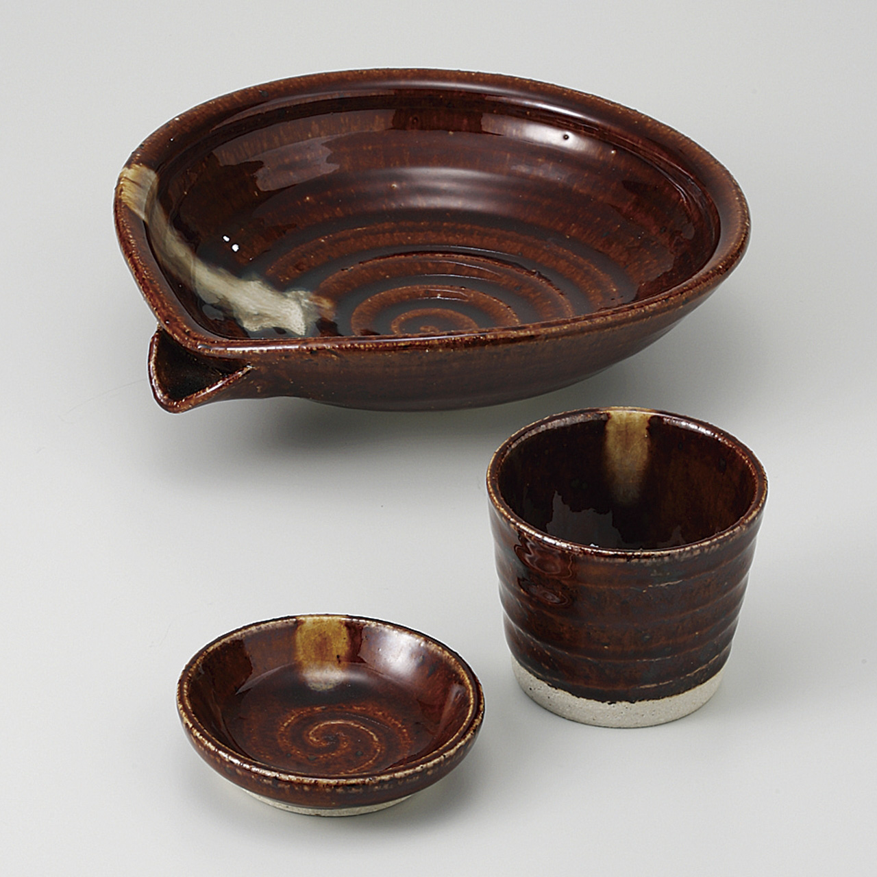 あめ釉 片口7．0鉢