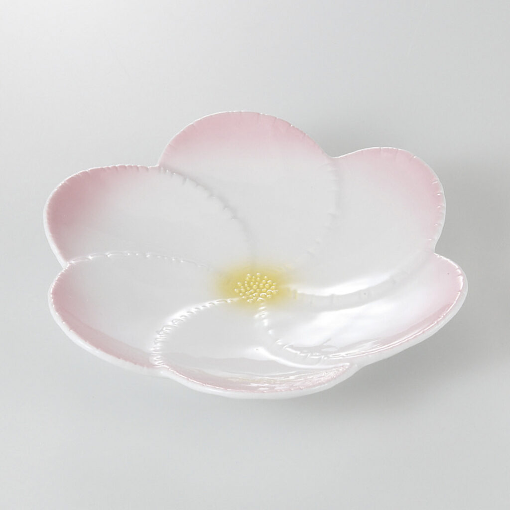 ピンク吹き 花型皿