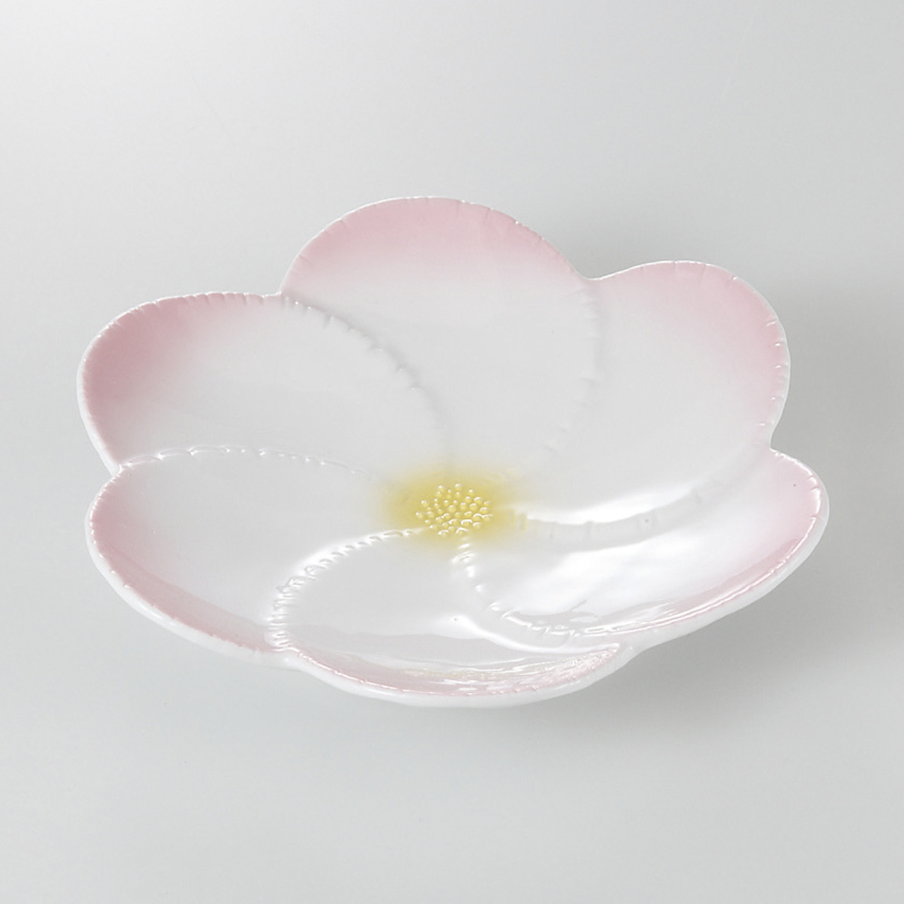 ピンク吹き 花型皿