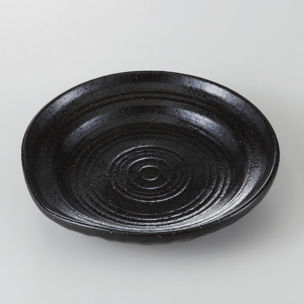 黒はんてん 片口三ッ足皿