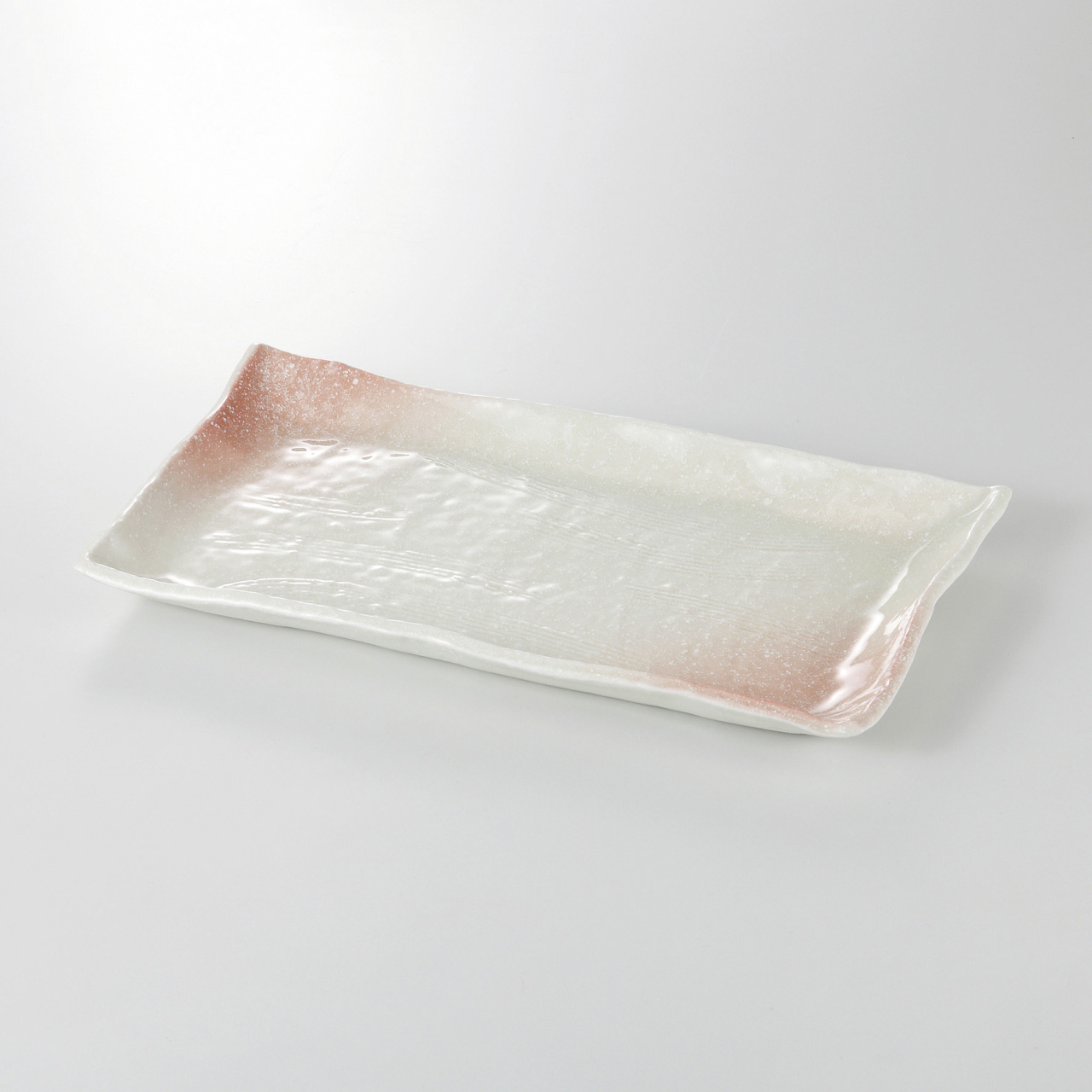 ピンク吹 くし目長角大皿