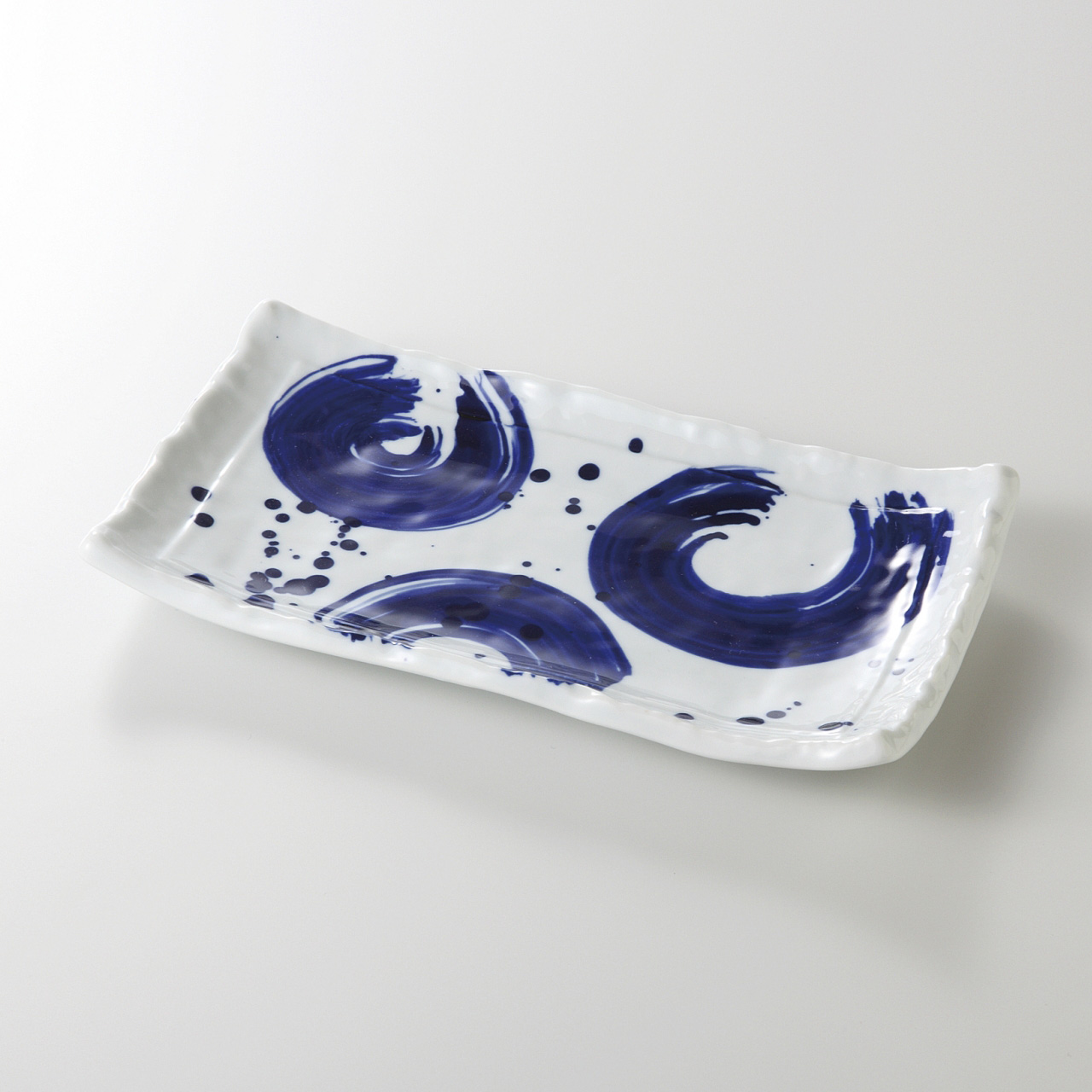 こきはなだ（輪） 長角皿