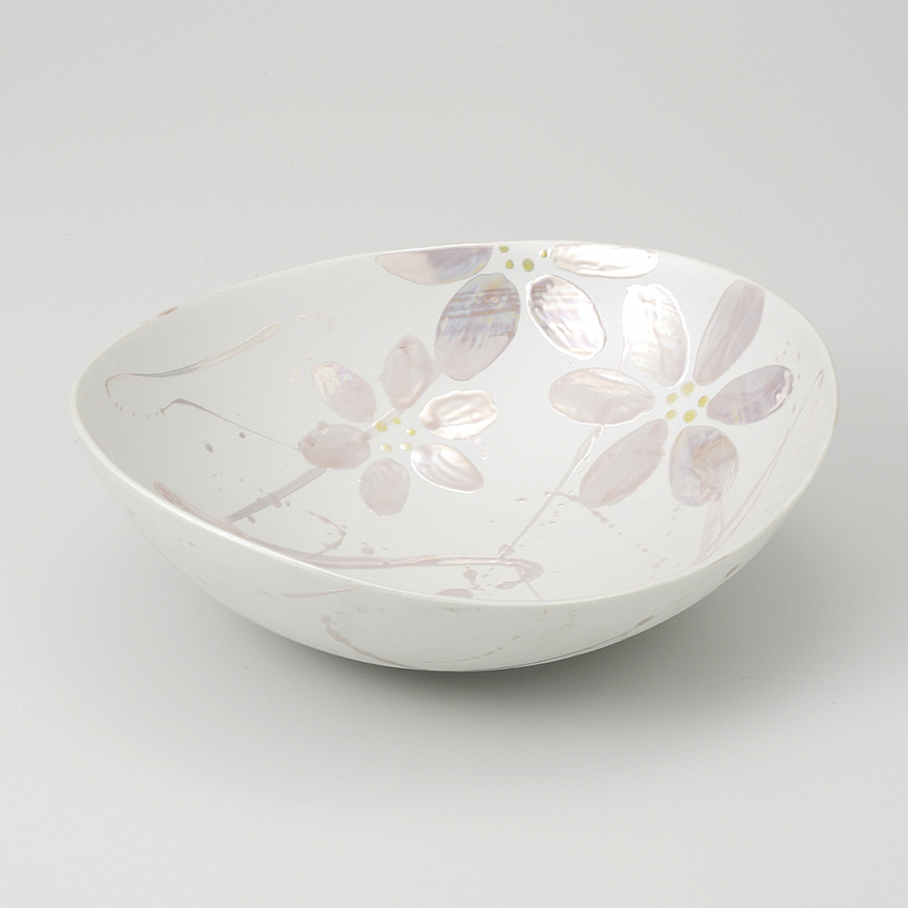 パール桃花絵 楕円盛鉢