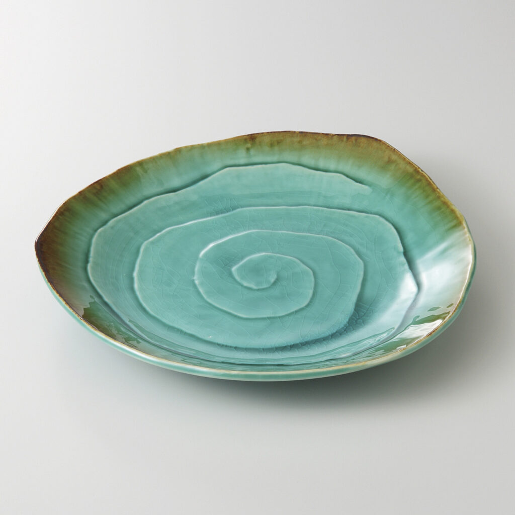 緑釉 9.0三角皿