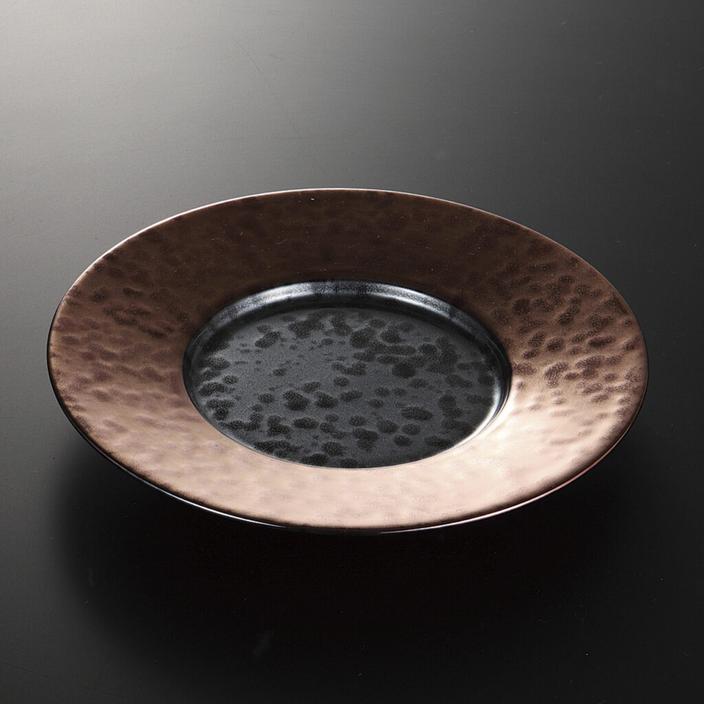 ブロンズ油滴天目 リム24cm皿