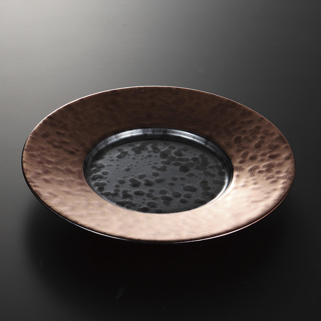 ブロンズ油滴天目 リム24cm皿