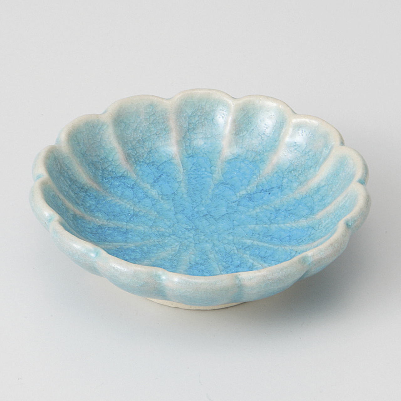 トルコブルー 菊花深小皿