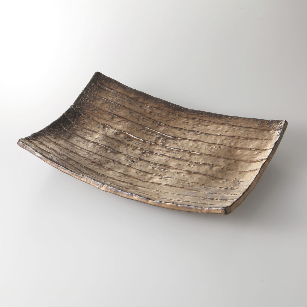 【廃番の為在庫限り】ゴールド窯変 まな板盛皿
