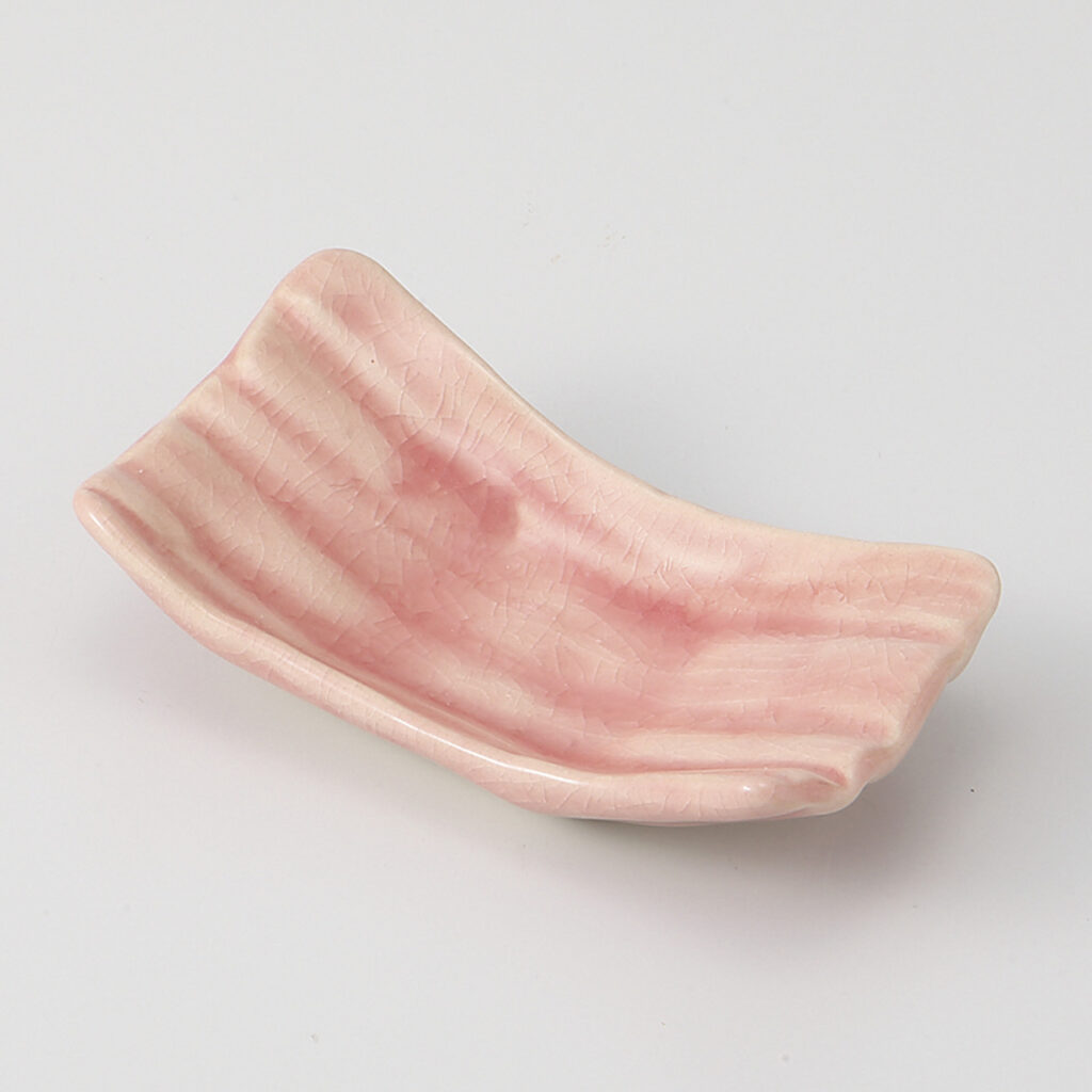 ピンク 手造風長小皿