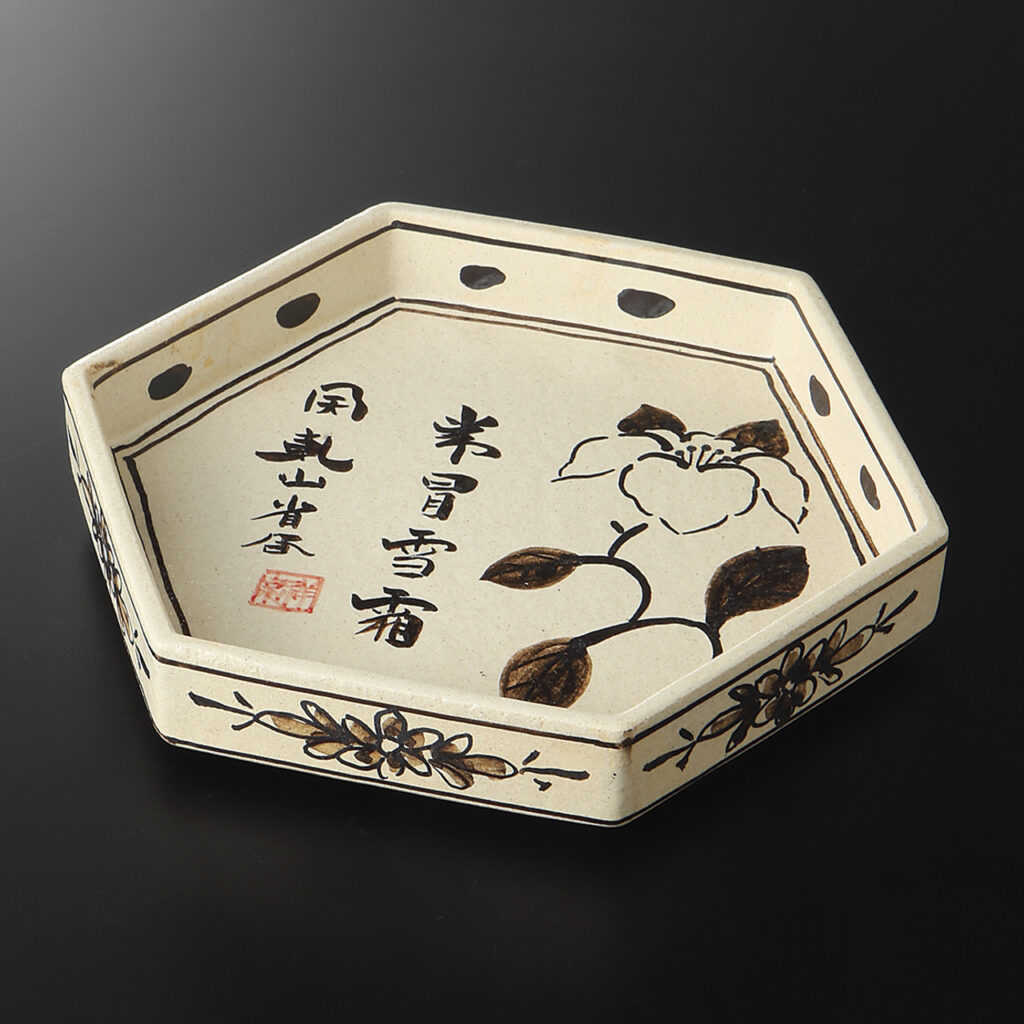 乾山山茶花 六角6寸皿