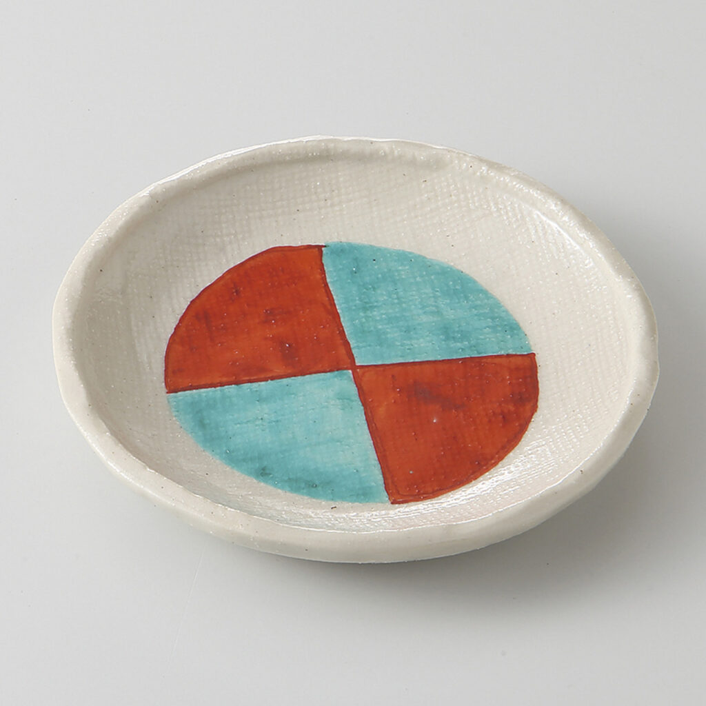 赤絵市松 丸小皿