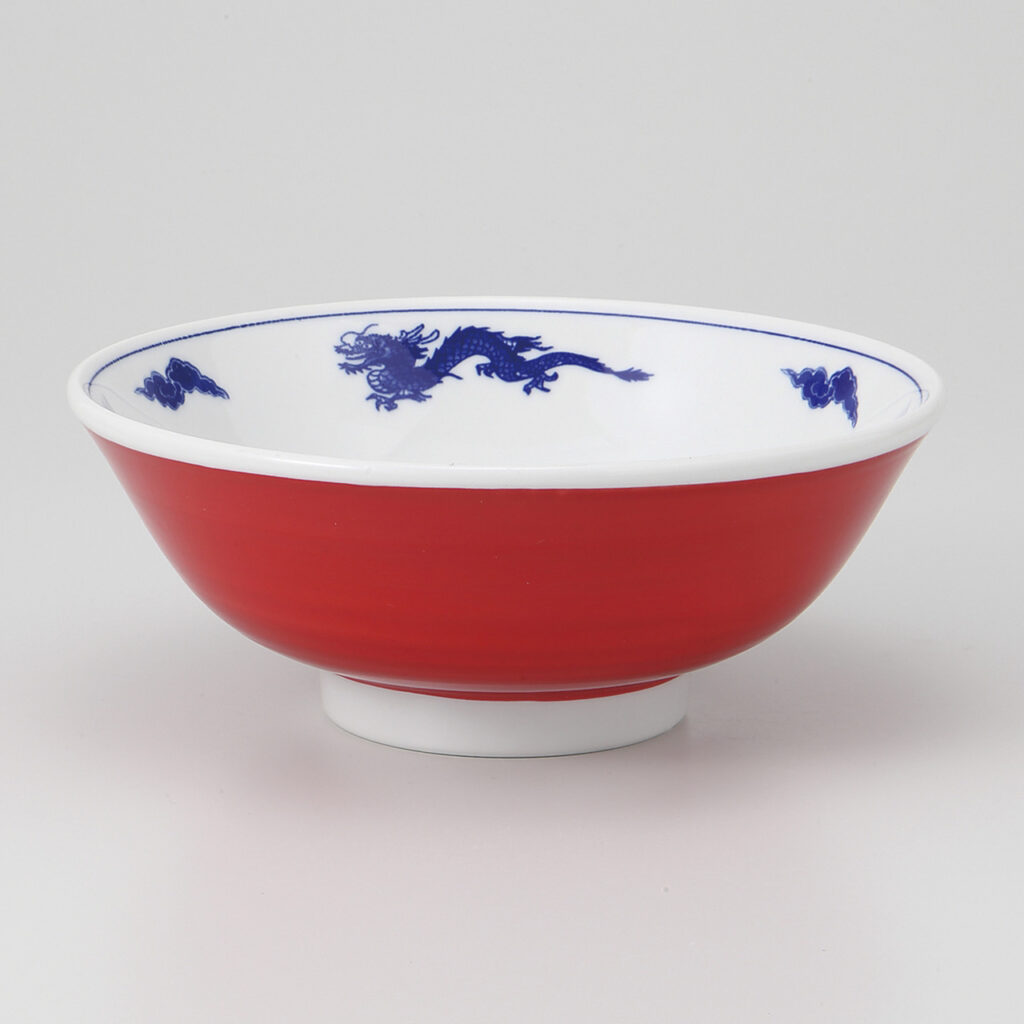 赤巻染付竜 反高台6．3丼