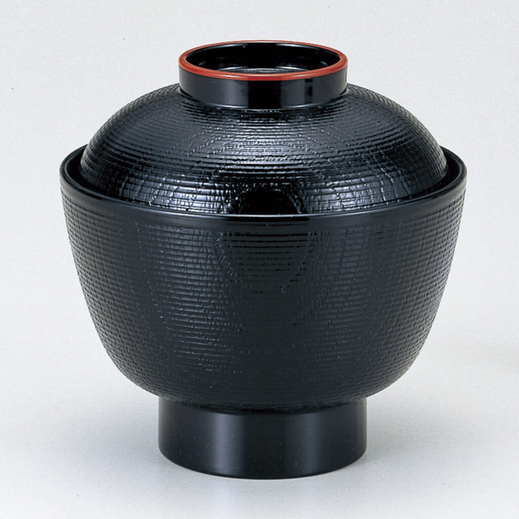 積楽千筋ケヤキ椀 黒天朱内黒