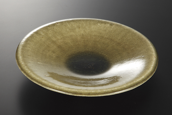 灰釉 帽子型９寸浅鉢