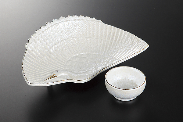 鶴ラスター 向付