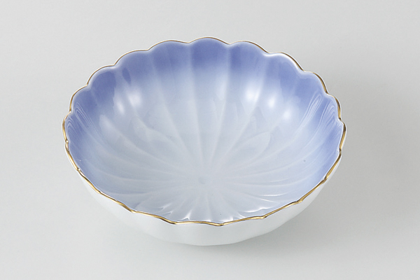 渕金コバルト 菊型鉢