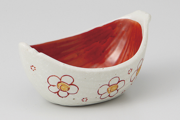 朱塗小花 笹舟小付