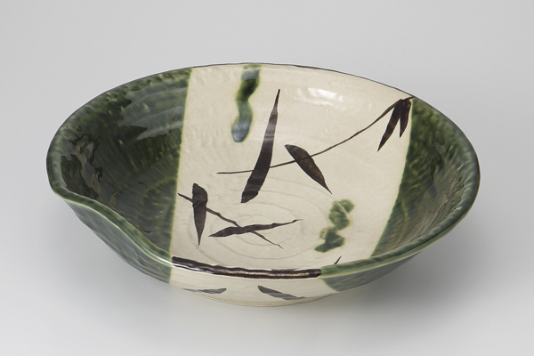 錆笹織部 片押盛鉢