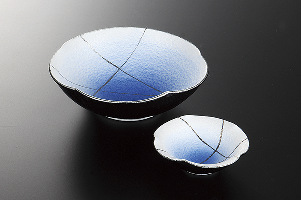 コバルト銀彩 梅型刺身鉢