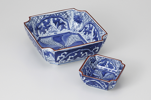 古染祥瑞 角刺身鉢