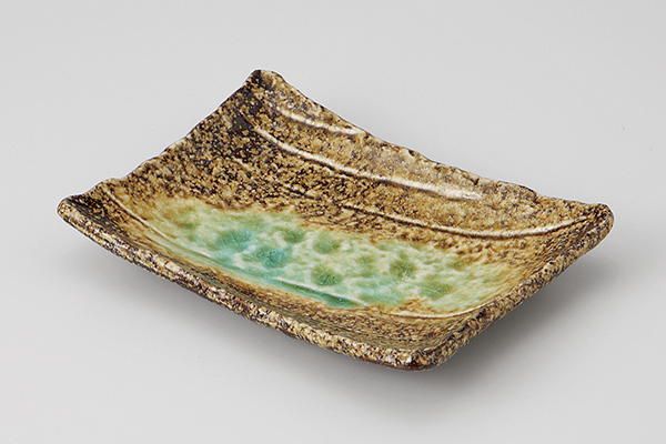 緑彩流 長角刺身鉢