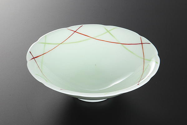 ヒワ青地 二色格子向付