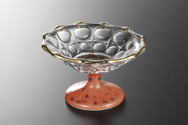 ガラスオレンジ 高台4.0平鉢