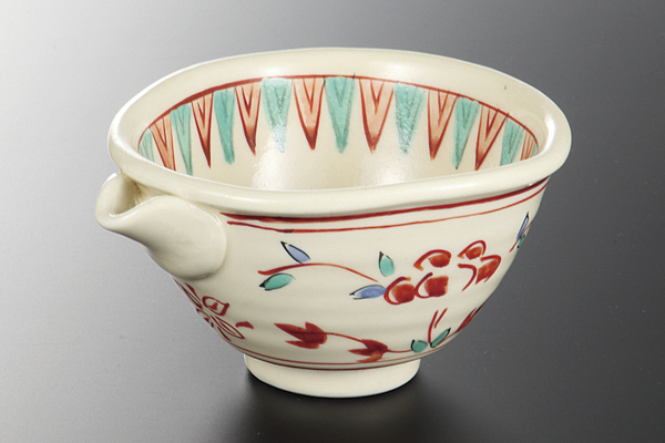 赤絵粟田貫入 片口小付