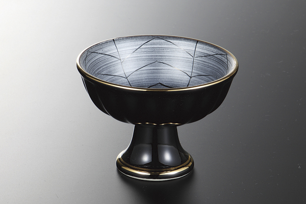 黒釉銀彩 高台小鉢