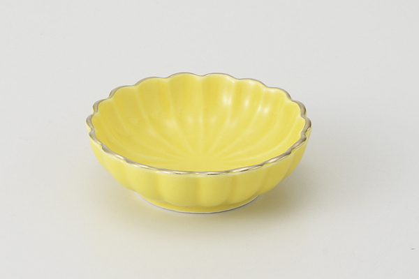 【廃番】菊型渕金黄 ミニ珍味皿