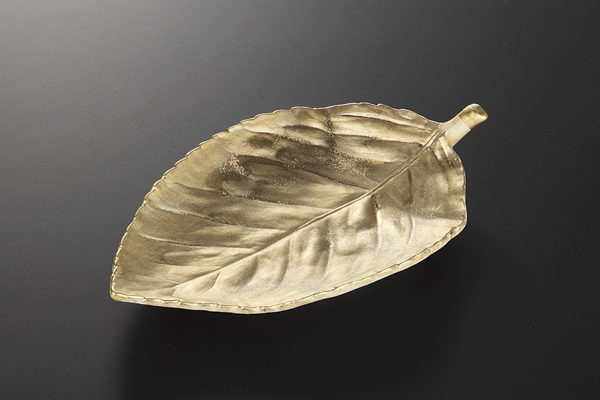 葉型金タタキ 焼物皿