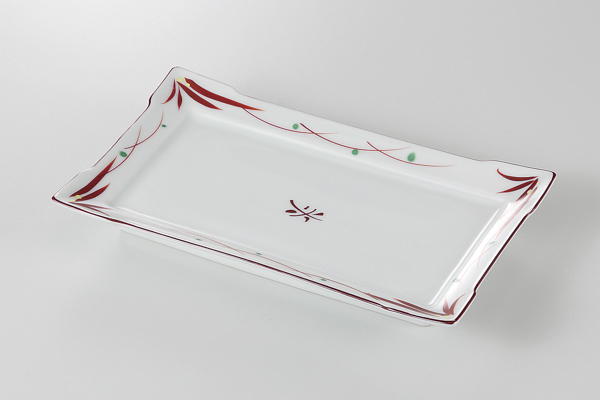 赤絵草花 焼物皿