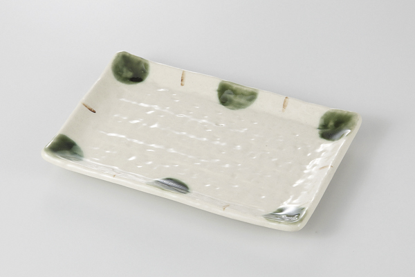 織部点字 焼物皿