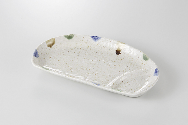 三彩 半月仕切皿