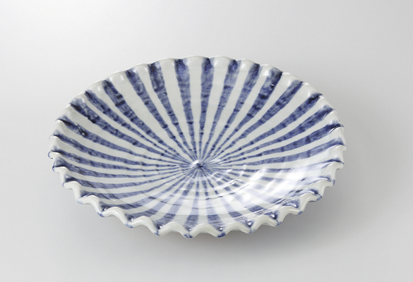 灰釉ゴス十草 7.5皿