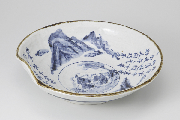 呉須山水 片押盛鉢