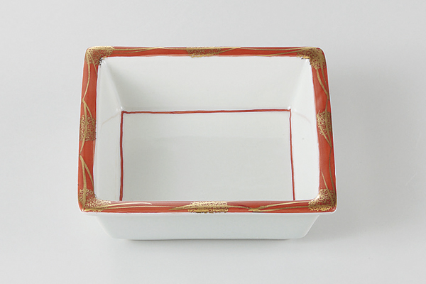 【廃番】赤金彩 角鉢