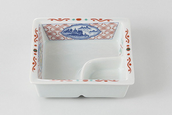 格子山水 仕切鉢