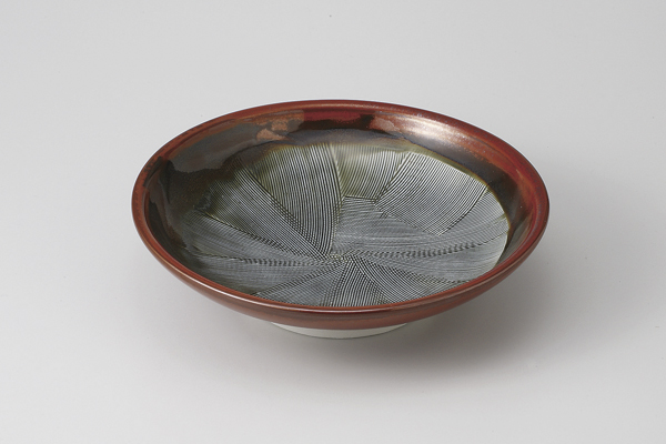 赤釉目アリ 7.0うどん皿