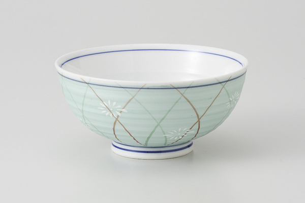 緑銀彩武蔵野 茶碗