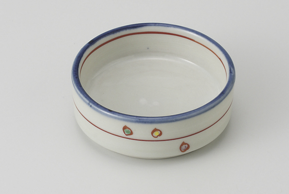 赤線色水玉 切立皿(小)