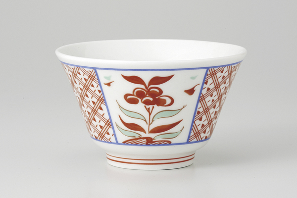 赤絵間取花 煎茶