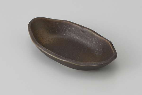 黒結晶 楕円豆皿