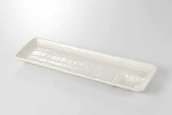 白釉 長角仕切皿