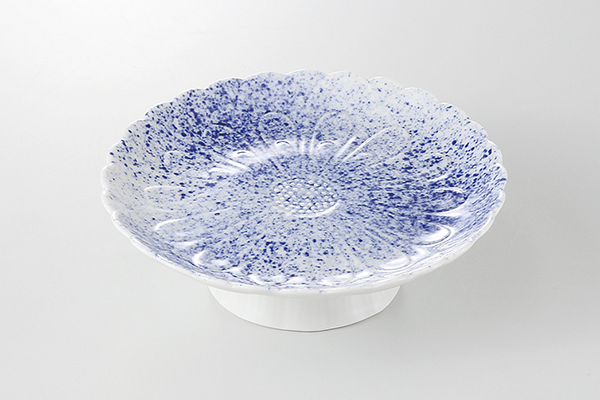 吹墨菊型 高台皿