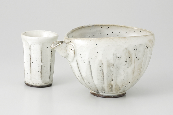 粉引面取り 片口冷酒器