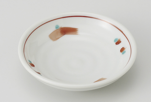 朱刷毛緑点 3.3深皿